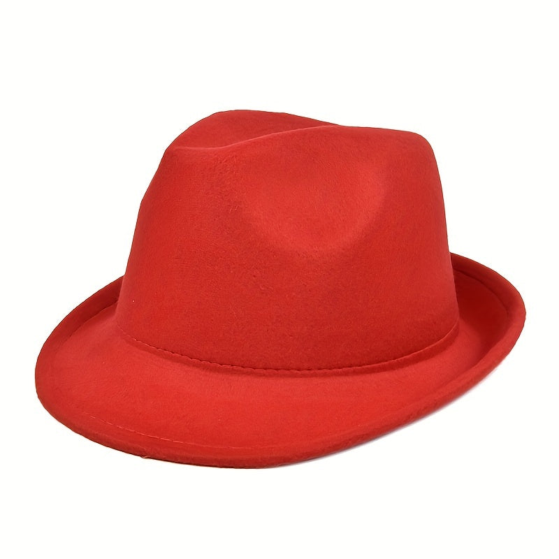 Classic Fedora Cap Rolled Brim Unisex Jazz Hat Casual Felt Hat