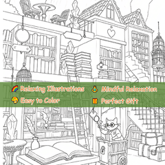 Deluxe Edition Adult Coloring Book Unique Bookshelf & Cozy for Family Friends