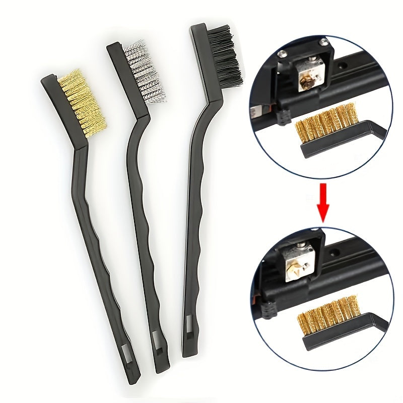 15pcs Wire Brush Set Stainless Steel Brass Nylon Curved Handle Brush Set