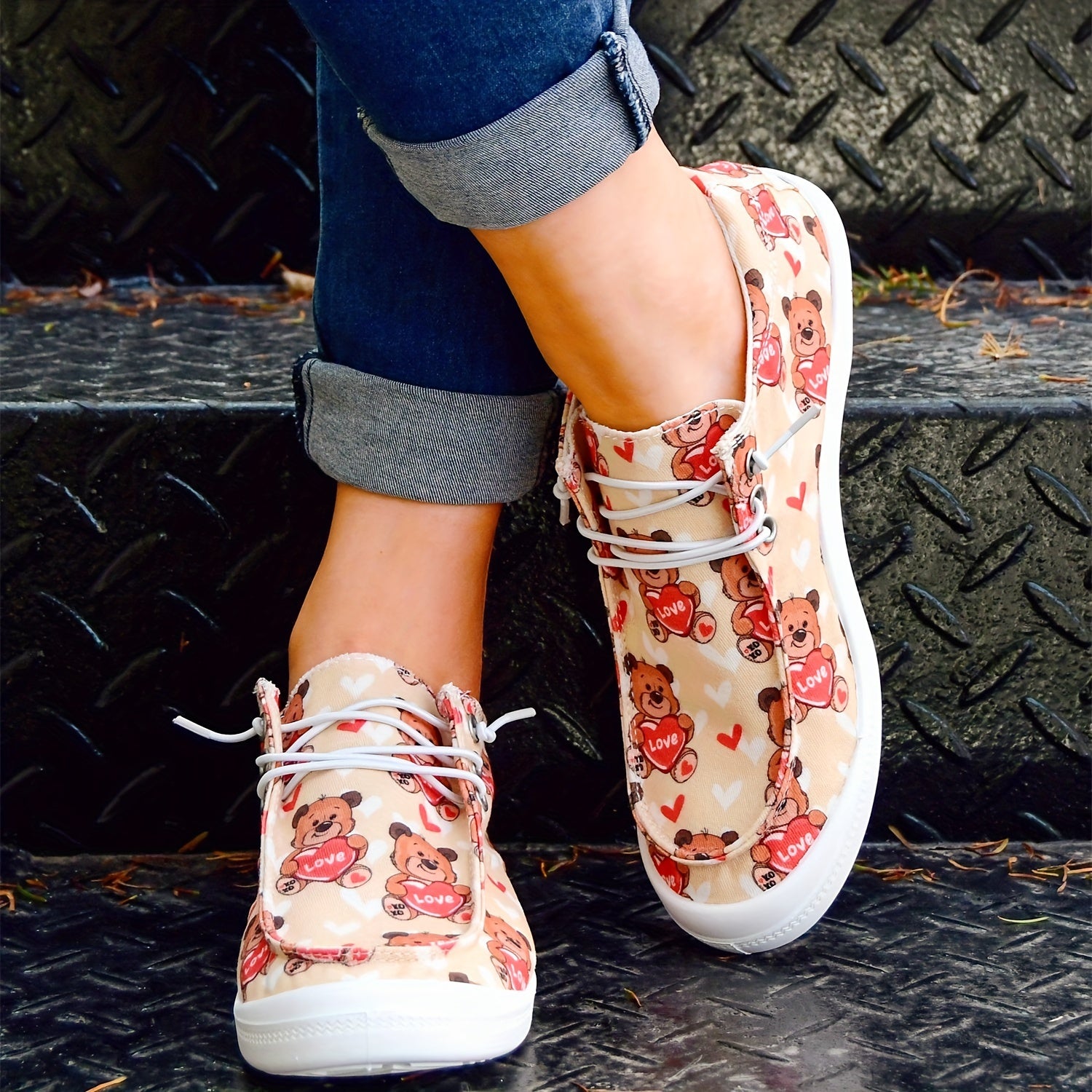 Casual Love Bear Flat Sports Shoes for Women