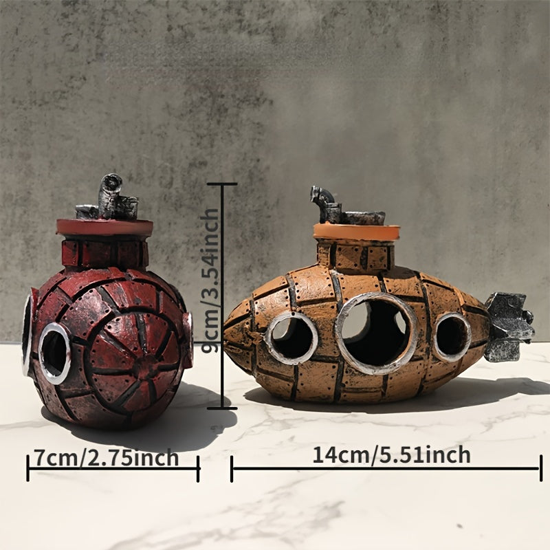 Resin Submarine Ornament Aquarium Decoration Fish Tank Breeding Pot