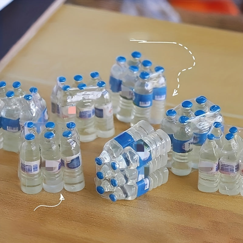 Mini Plastic Water Bottle Mix Set of 6 with Lids 1:12 Scale