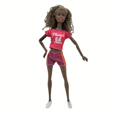 30Cm Curly Hair Doll Play 66 Sports Collection African Doll Outfit Shoes