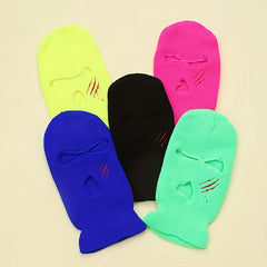 Men's Paw Print Three Hole Knit Cap Warm Cycling Hat