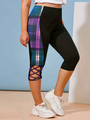 Plaid Cropped Leggings High Waist Casual Leggings Women's Clothing