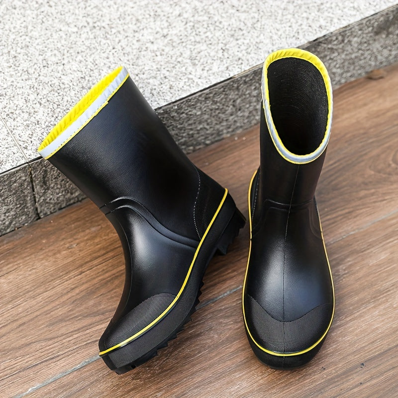 Men Mid Top Rain Boots Wear resistant Waterproof Non slip Rain Shoes