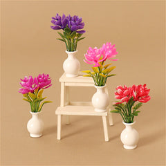 Colorful Mini Flower Arrangement in Vase for Dollhouses