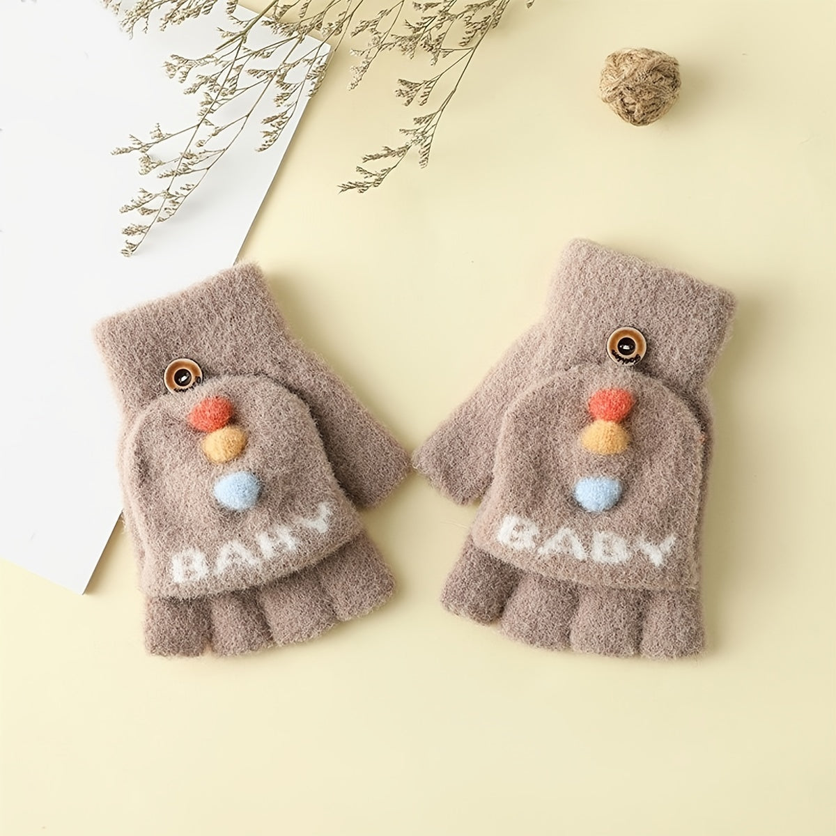 Children's Cartoon Winter Gloves Half Finger