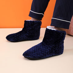 Men's Cozy Plush Bootie Slippers Winter Indoor Shoes
