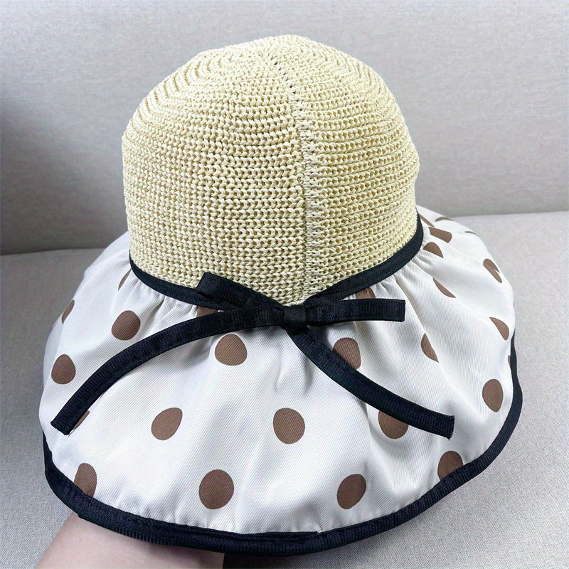 Polka Dot Bucket Hat UV Protection Sun Hat Bowknot