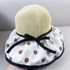 Polka Dot Bucket Hat UV Protection Sun Hat Bowknot