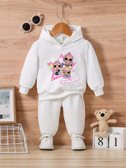Baby Cartoon Star Team Girls Outfit Sweatshirt Trousers Set