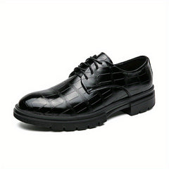 Embossed Pattern Derby Shoes Lace up Front Men's Dress Shoes
