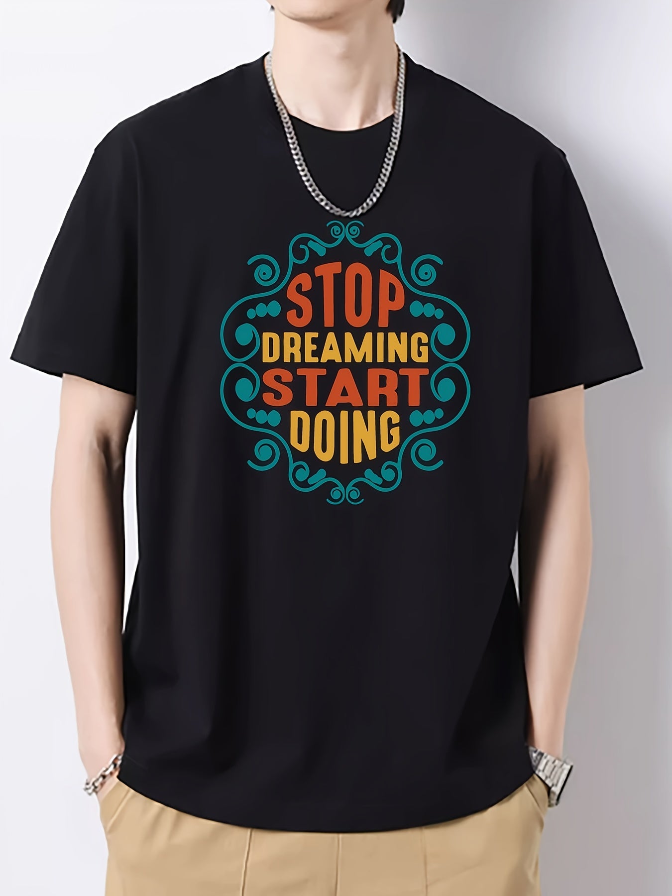 Men's Vintage Slim Fit Print Tee for Spring Summer Holiday