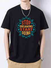 Men's Vintage Slim Fit Print Tee for Spring Summer Holiday