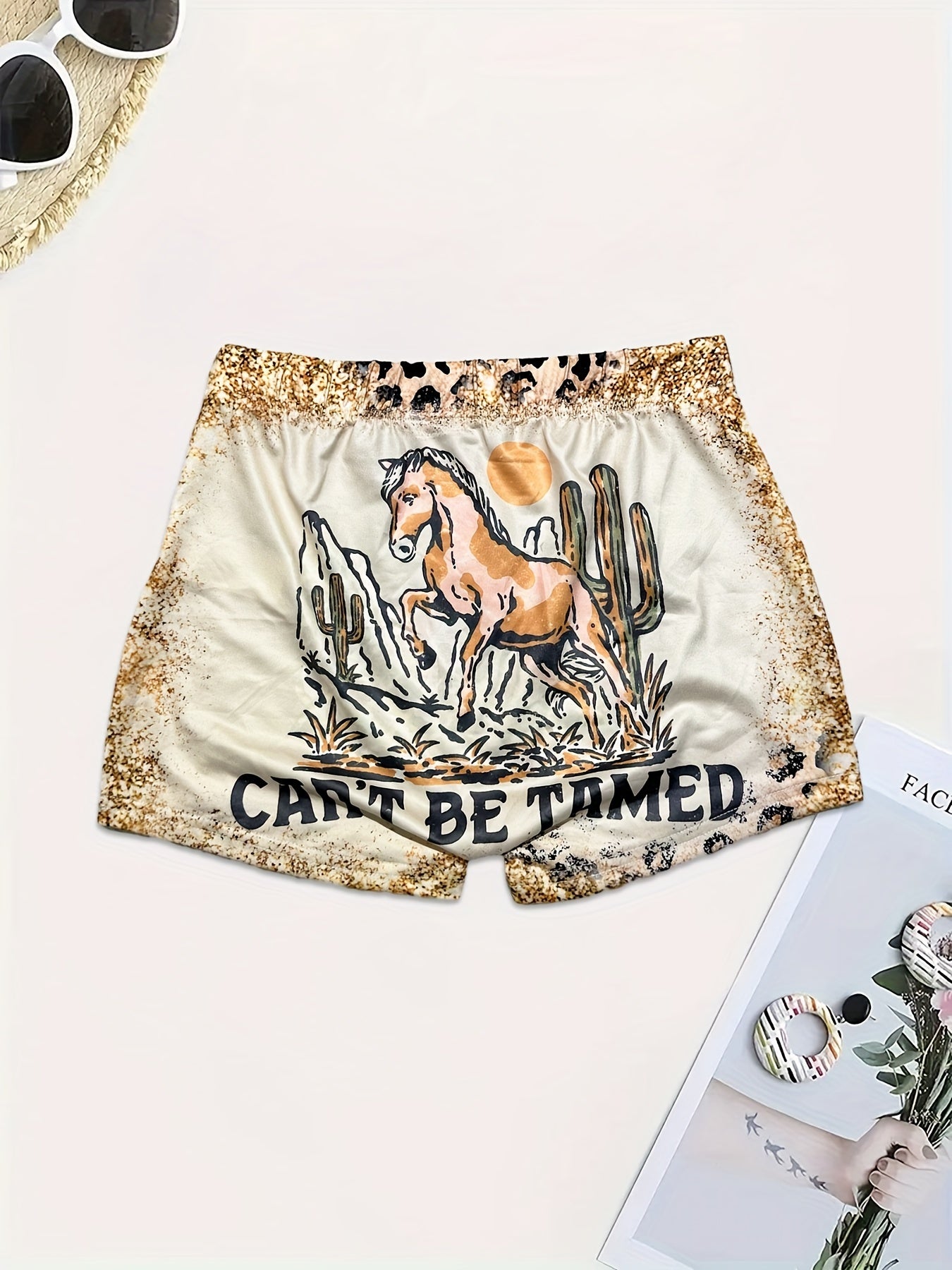Horse Print Skinny Shorts for Women