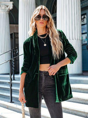 Solid Open Front Cardigan with Pockets for Women