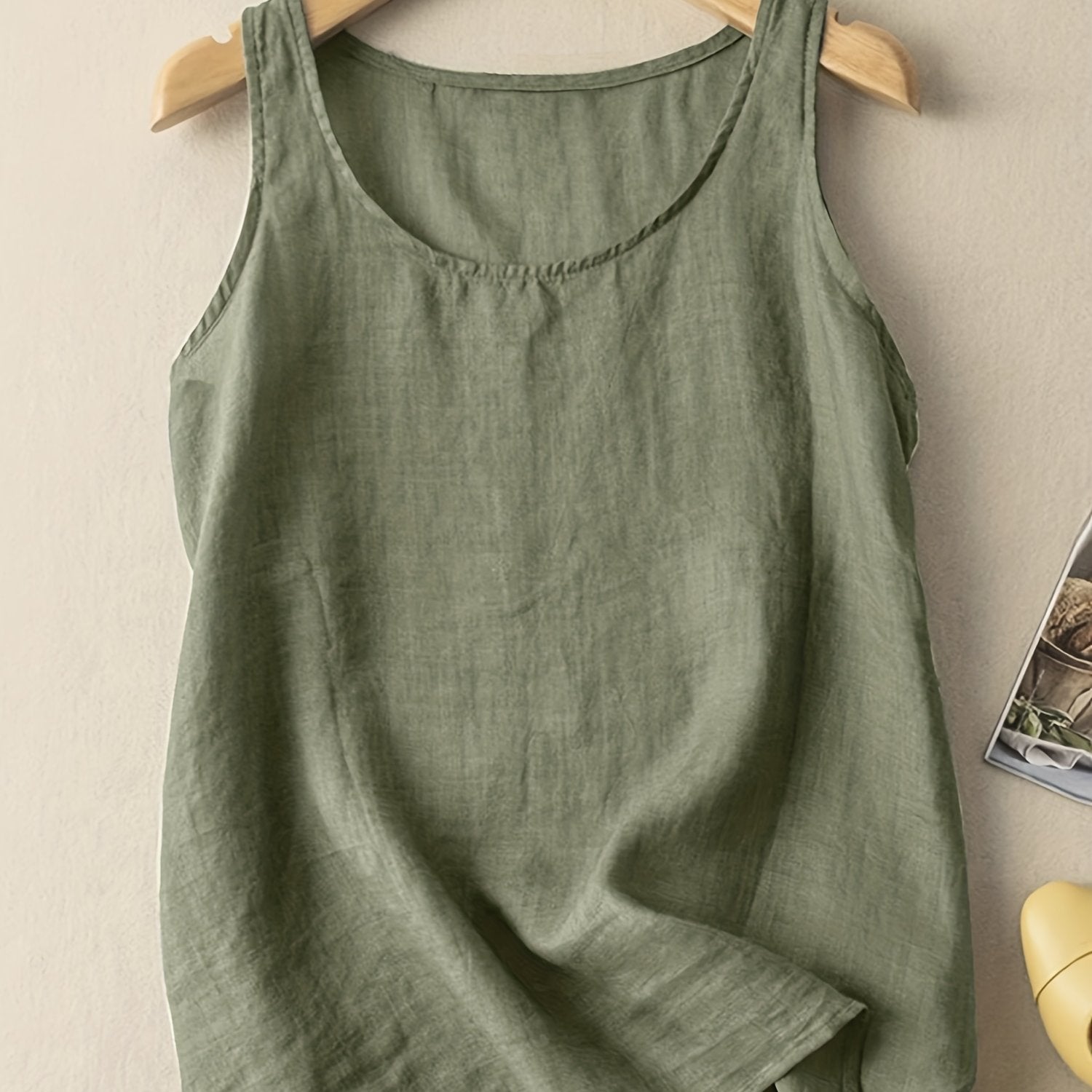 Plus Size Basic Tank Top Women's Plus Plain Round Neck Comfortable
