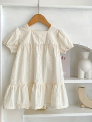 Toddler Girl Lace Jacquard Square Neck Dress Summer Sundress