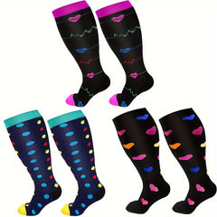 4 Pairs Plus Size Compression Socks Wide Calf for Men & Women