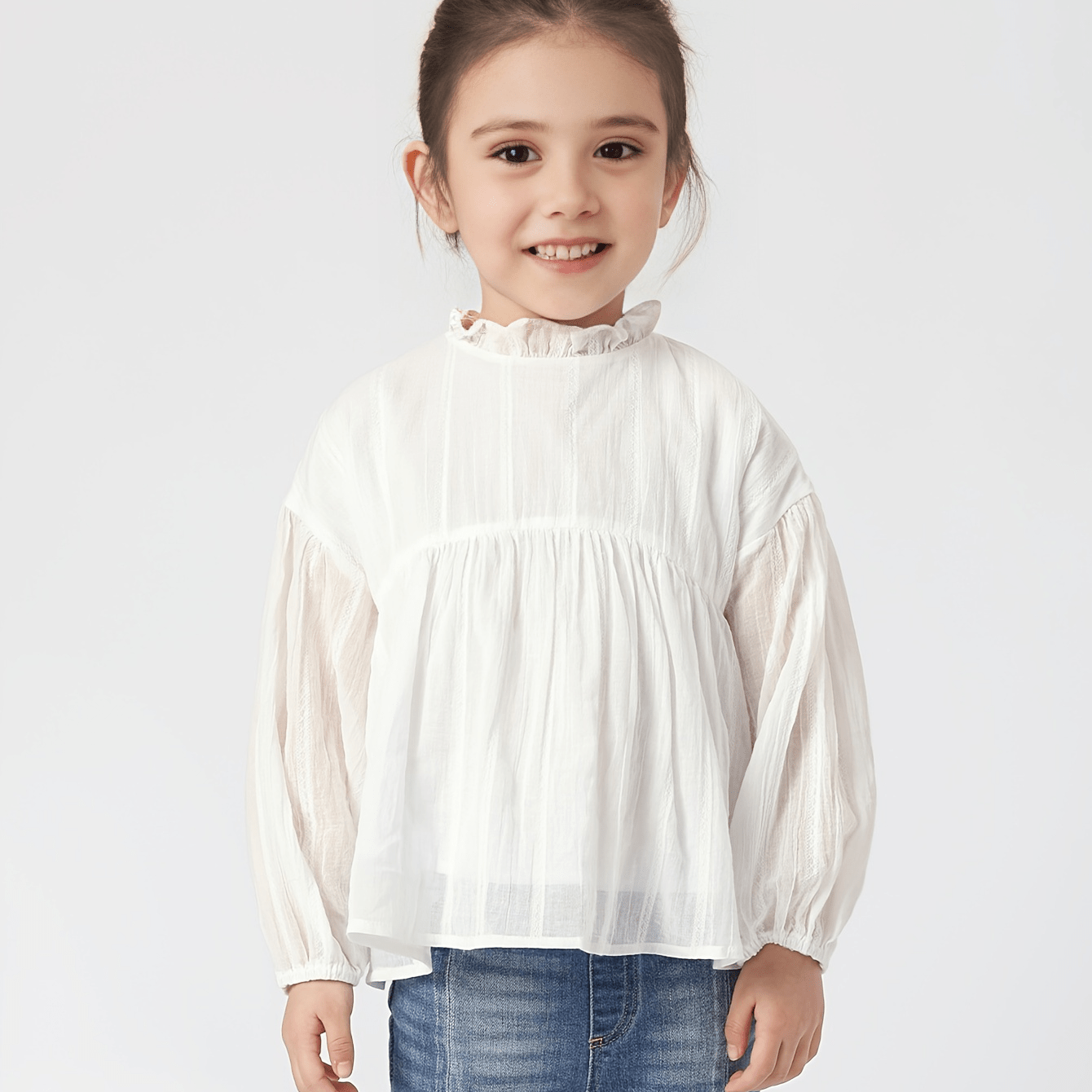 MARC&JANIE Girls Cotton Peplum Blouse Ruffle Collar Shirt