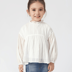 MARC&JANIE Girls Cotton Peplum Blouse Ruffle Collar Shirt