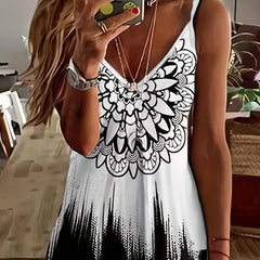 Floral Print Spaghetti Strap Top Casual V Neck Sleeveless Cami Top