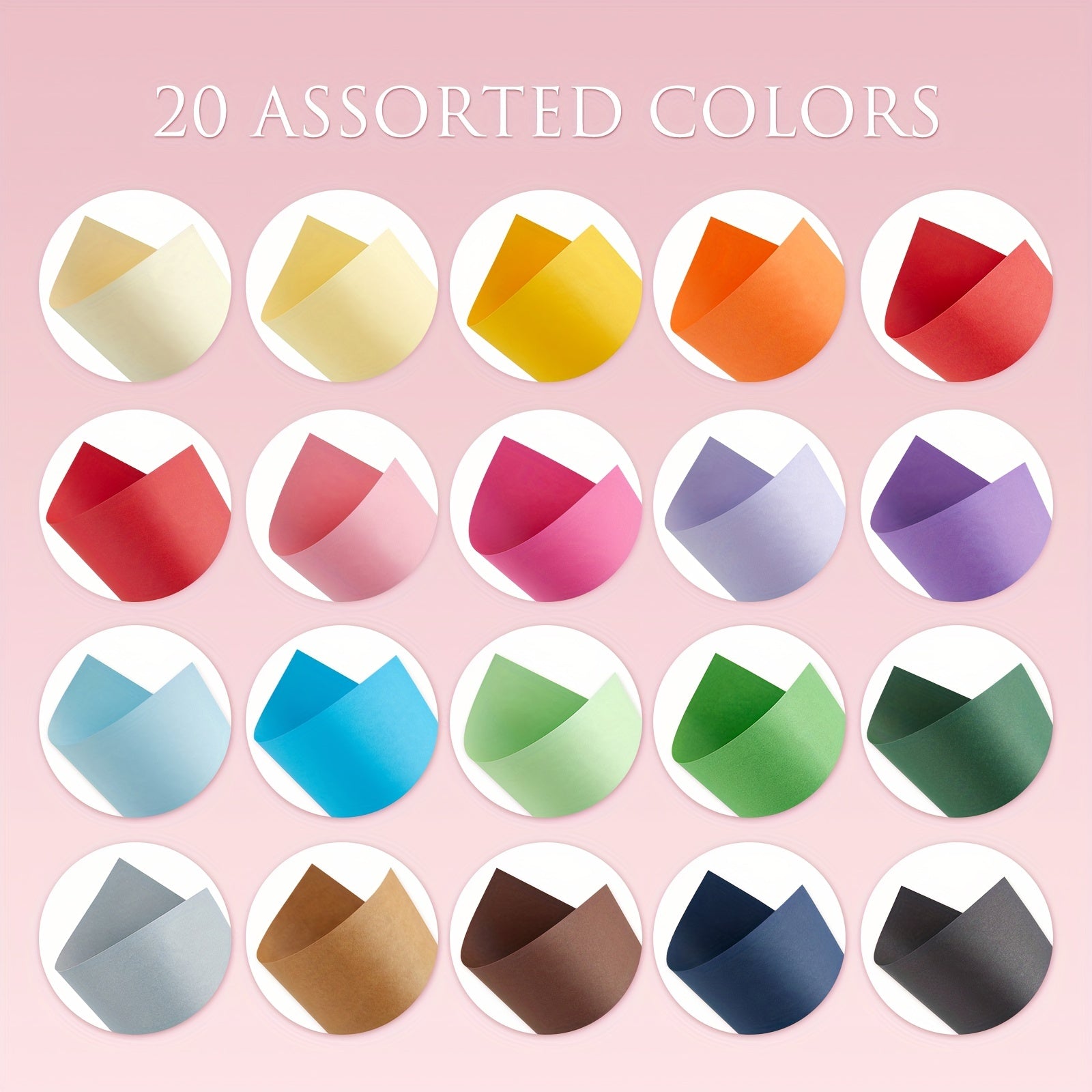 100 Sheets Colored Cardstock 20 Rainbow Colors 220gsm DIY Art Students Paper
