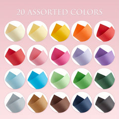 100 Sheets Colored Cardstock 20 Rainbow Colors 220gsm DIY Art Students Paper