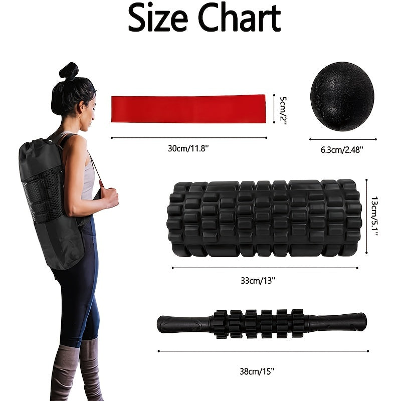 LYZZXI 5 in 1 Foam Roller Set Muscle Massage With Massage Roller Yoga Stick