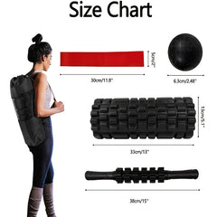LYZZXI 5 in 1 Foam Roller Set Muscle Massage With Massage Roller Yoga Stick