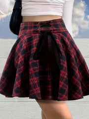 Y2K Summer Plaid Mini Skirt High Waist