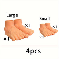4pcs Puppet Feet Toe Puppets Prank Feet for Family & Party Entertainment