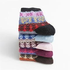 5 Pairs Geometric Pattern Colorblock Socks Women's Stockings