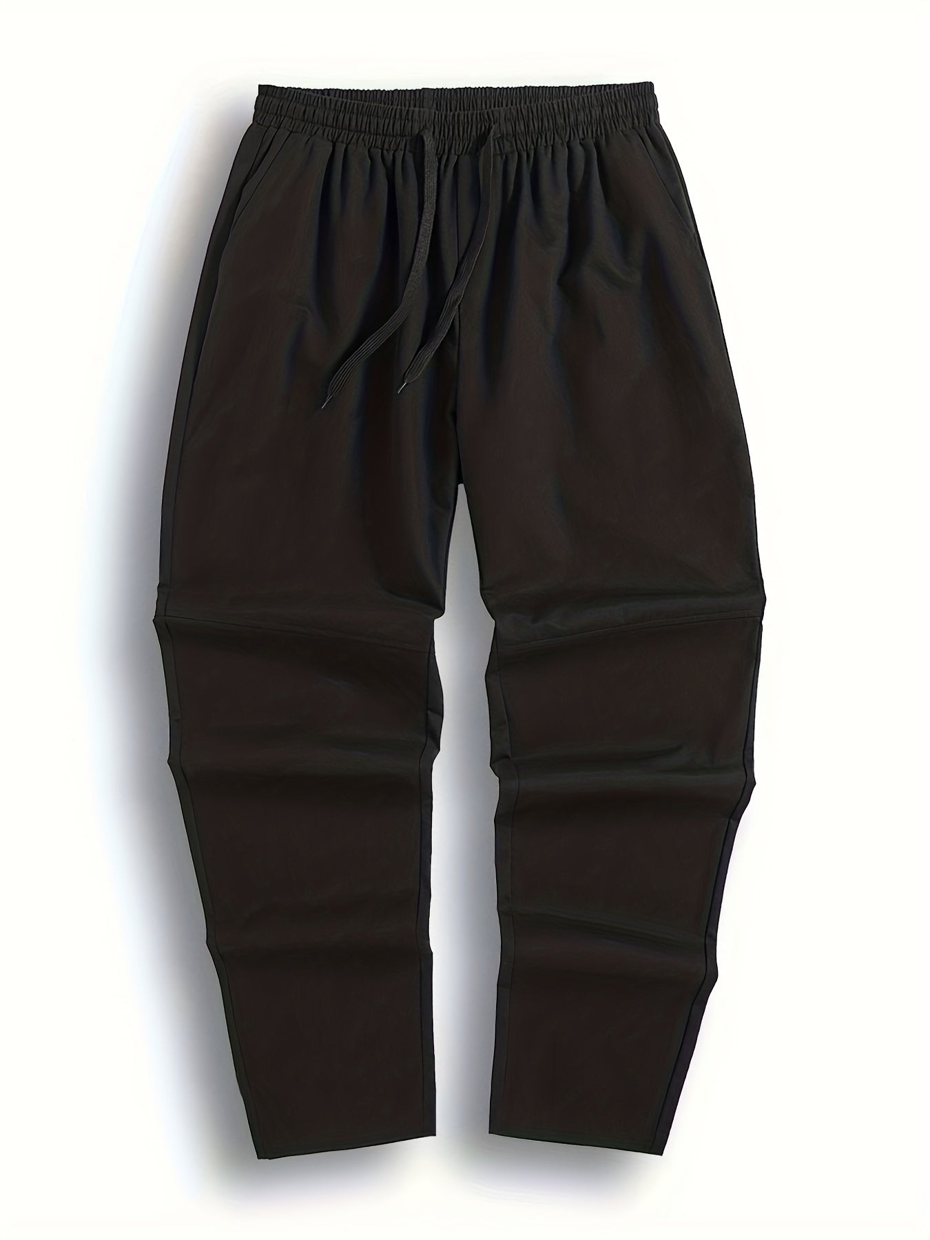 Men's Solid Cotton Pants Casual Elastic Waist Drawstring Trousers