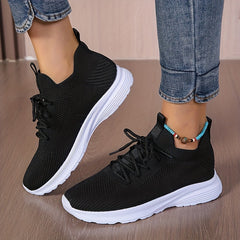 Women's Breathable Woven Sneakers Lightweight Mesh Lace Up Shoes