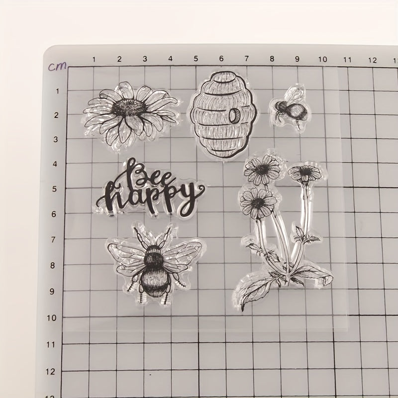 1pc Transparent Stamp DIY Hand Account Scrapbook Bee Happy Stamp