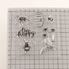 1pc Transparent Stamp DIY Hand Account Scrapbook Bee Happy Stamp