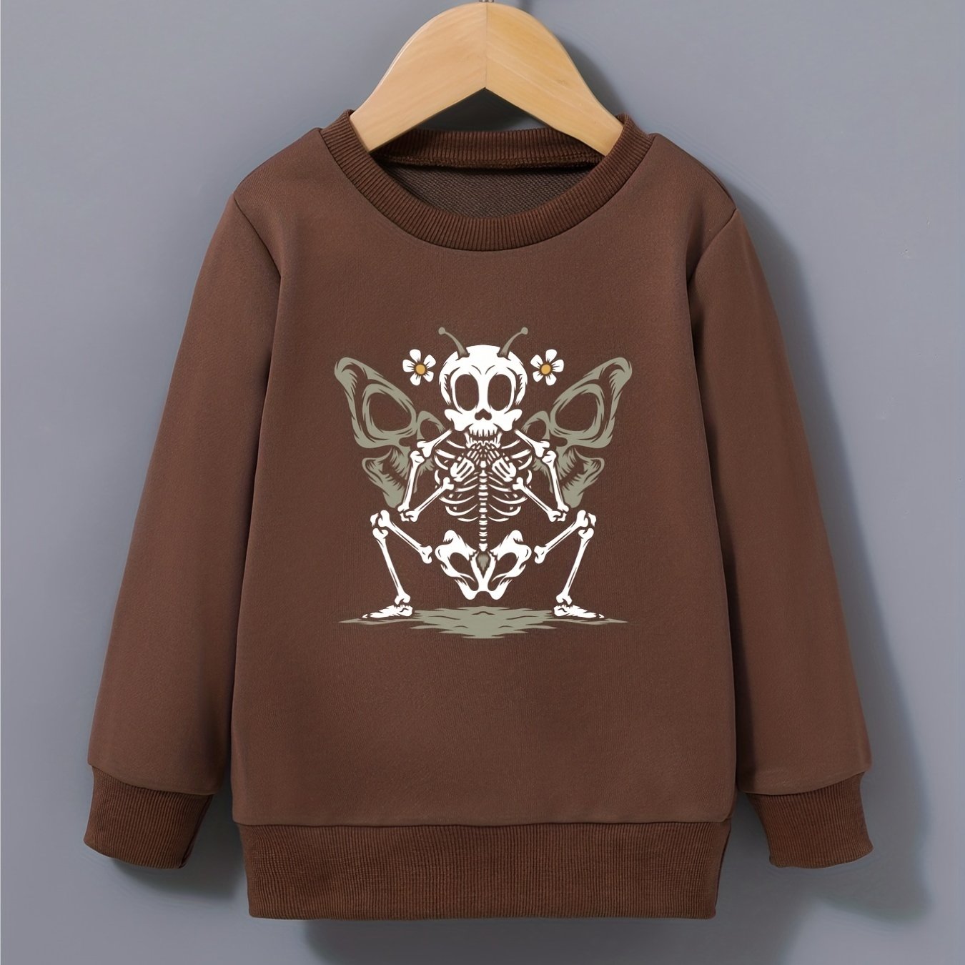 Kid's Halloween Butterfly Skeleton Sweatshirt Crew Neck Pullover