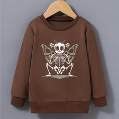 Kid's Halloween Butterfly Skeleton Sweatshirt Crew Neck Pullover