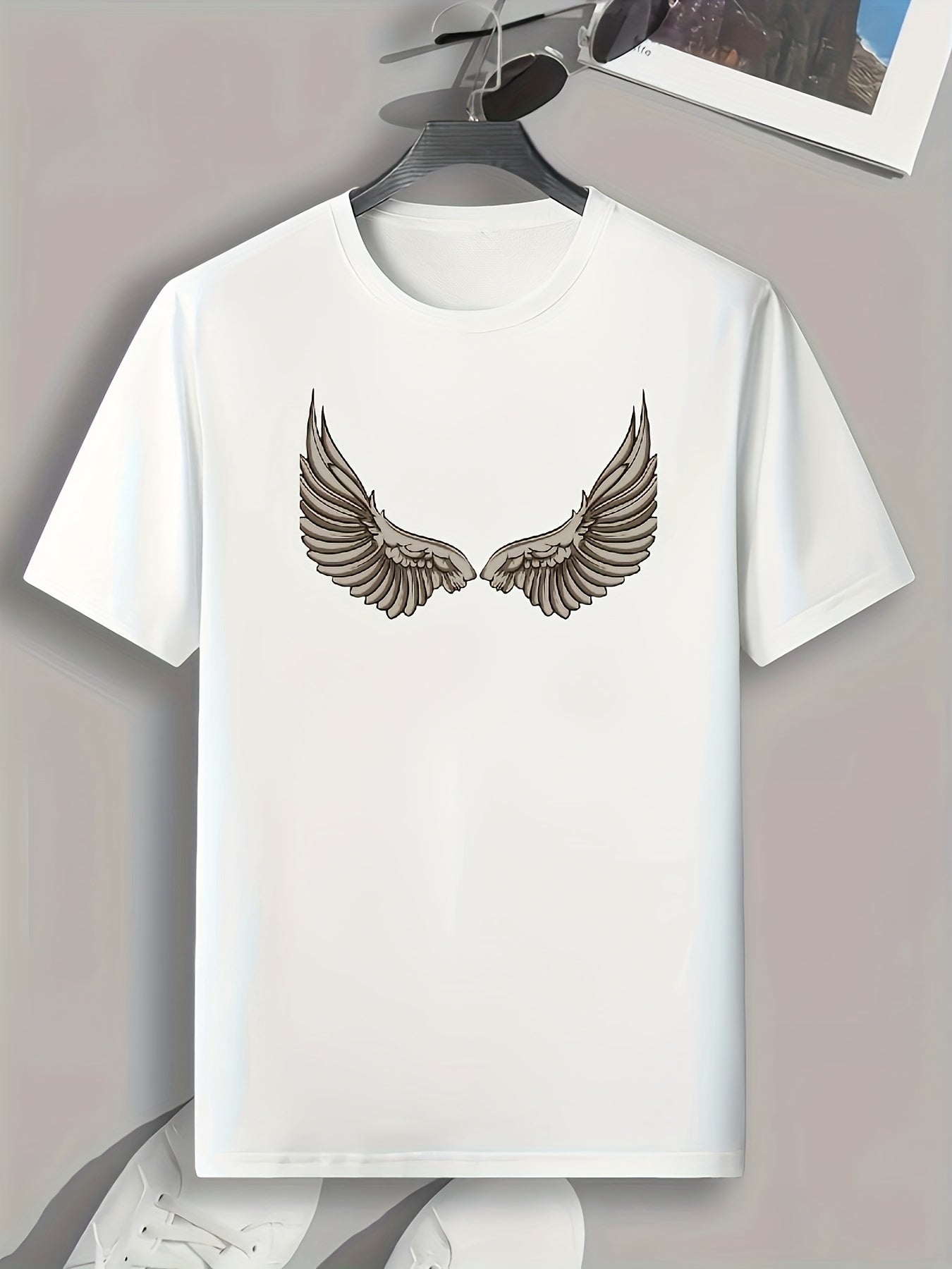 Men's Wings Print Comfy T-shirt for Outdoor Summer