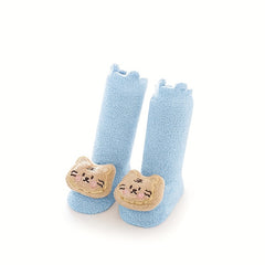 Baby Girl's Non Slip Calf Socks Animal Doll Plush Soft Socks