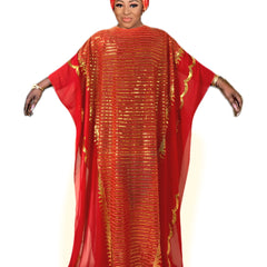 Sequined Bat Sleeve Plus Size Kaftan Dress