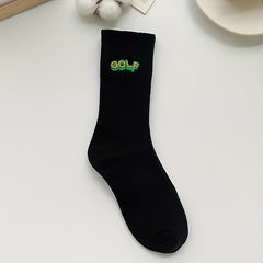 3 Pairs Letter Embroidery Crew Socks Comfy Breathable Sports Stockings