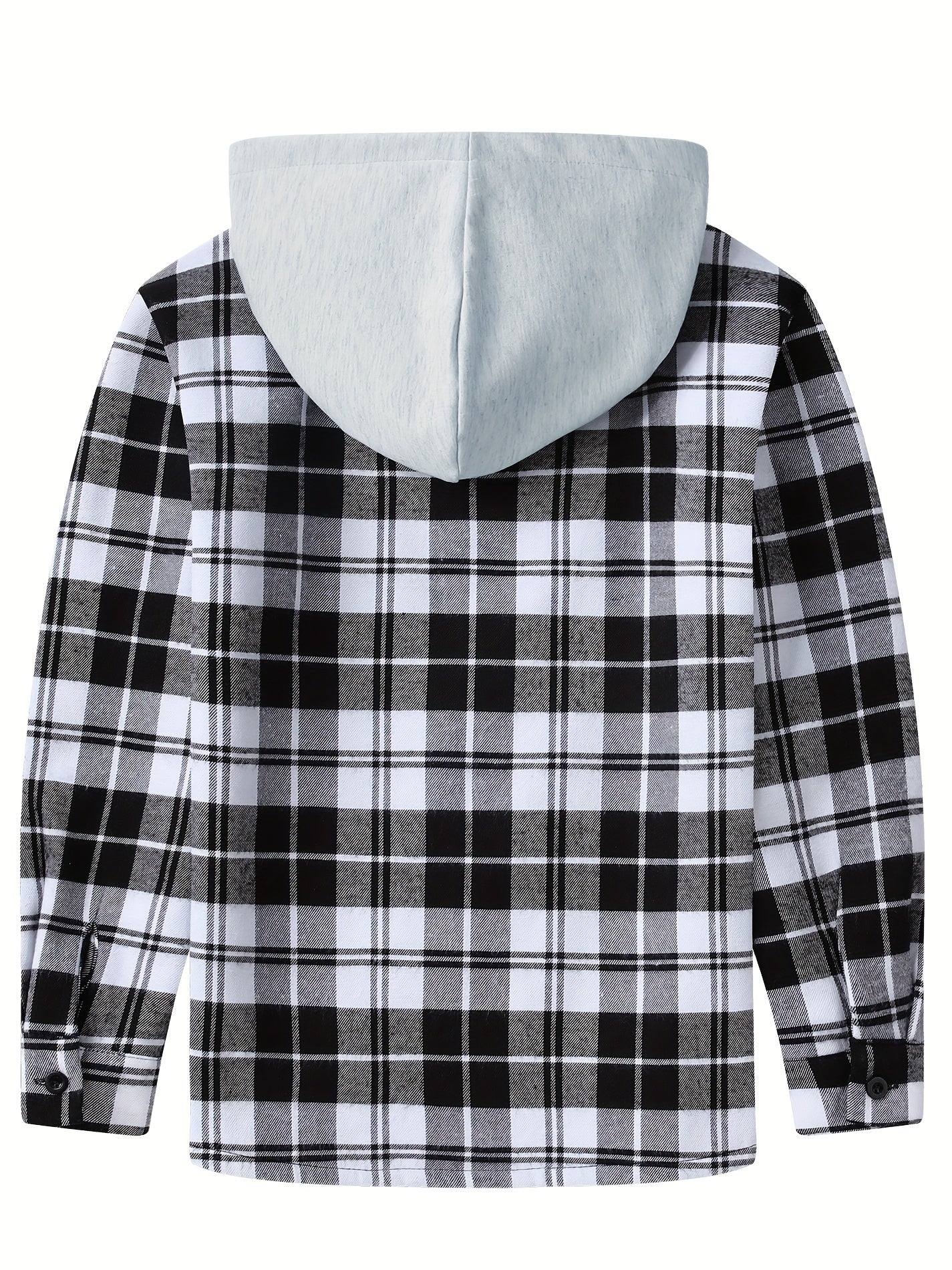 Kid's Plaid Pattern Hooded Jacket Zip Up Warm Coat Boy's Clothes