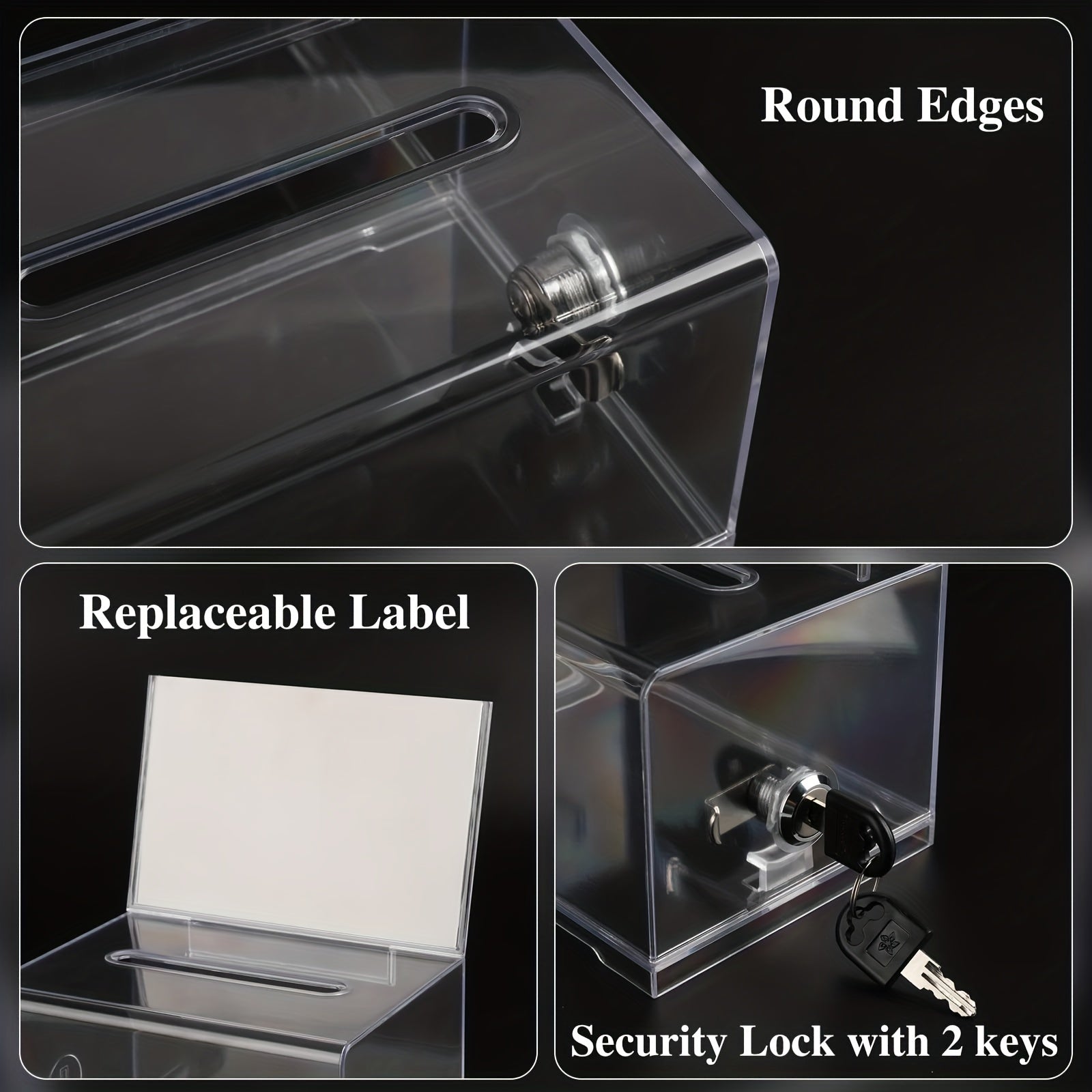 Acrylic Donation Box With Lock Ballot Box Sign Holder