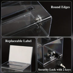 Acrylic Donation Box With Lock Ballot Box Sign Holder
