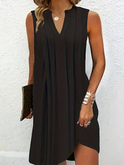 Sleeveless V Neck Dress Casual Solid