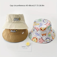 Baby Sunscreen Sun Hat Children's Basin Hat Happy Face Embroidery All-match Hat