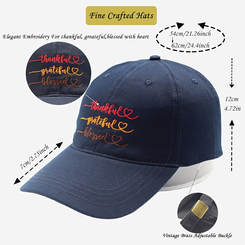 Thankful Grateful Blessed Embroidered Baseball Cap